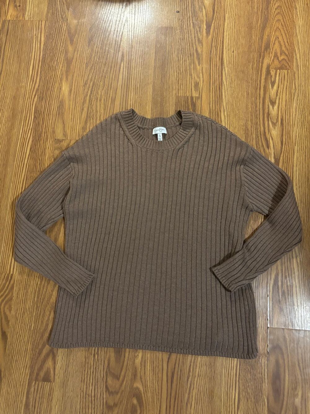 Brown Chunky Knit Fall/ Winter Preppy Office Casual Ribbed Long- Sleeve Sweater